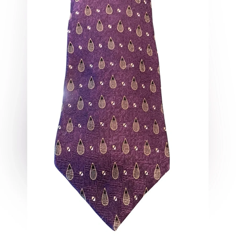 💜Purple BILL BLASS Vintage Patterned Men's Tie. Pure Silk. Made in Costa Rica
